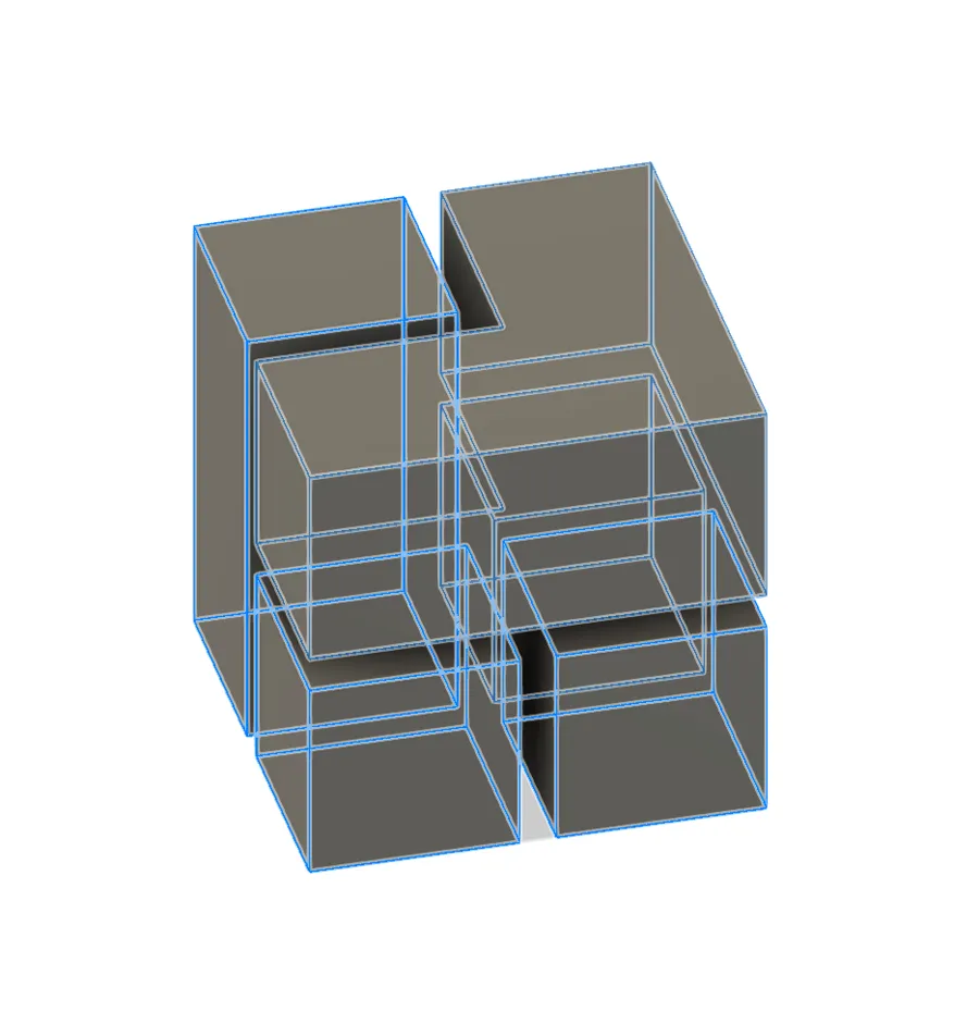 CAD wireframe of the Rubik cube mark